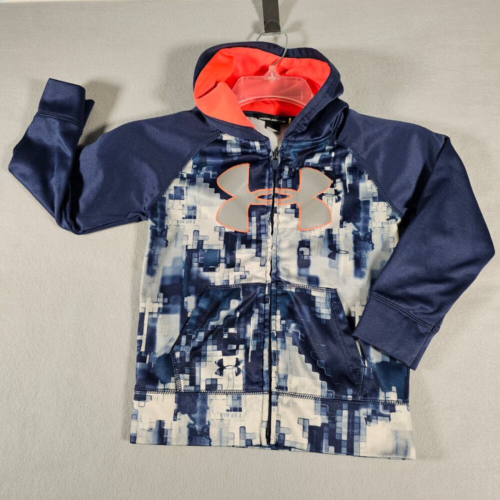 Under Armour Boys sz 5 full-zip hoodie w blue pixelated digicamo design
